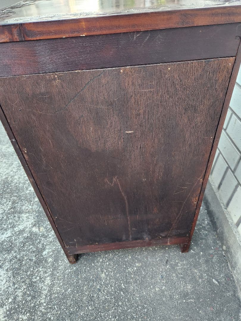 軽井沢彫　5段引出し　チェスト　桜