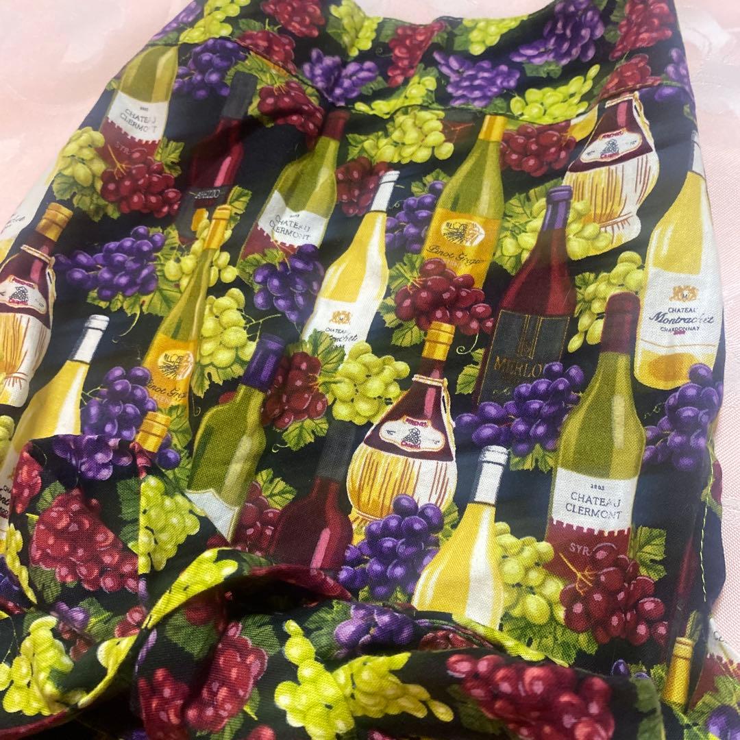 エプロン★ワイン柄★ソムリエ★ワインボトル柄★葡萄柄