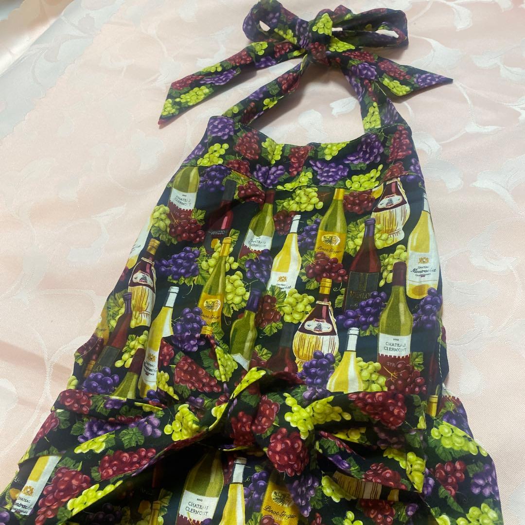 エプロン★ワイン柄★ソムリエ★ワインボトル柄★葡萄柄