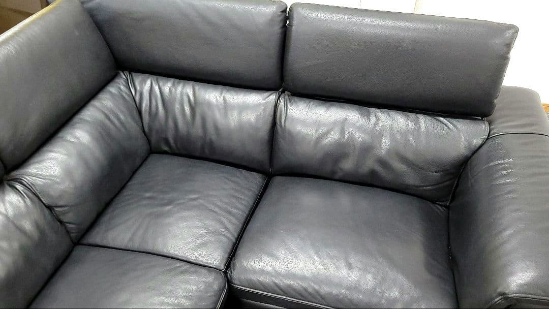 G&T L字型コーナーソファ オットマン付 ブラック