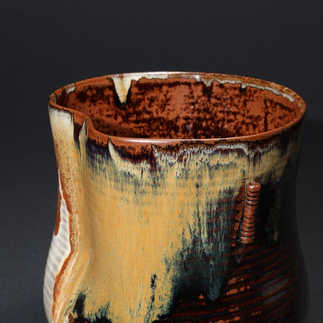 【茶道具】水指　高取　鬼丸雪山　共箱　6R1635ラ2