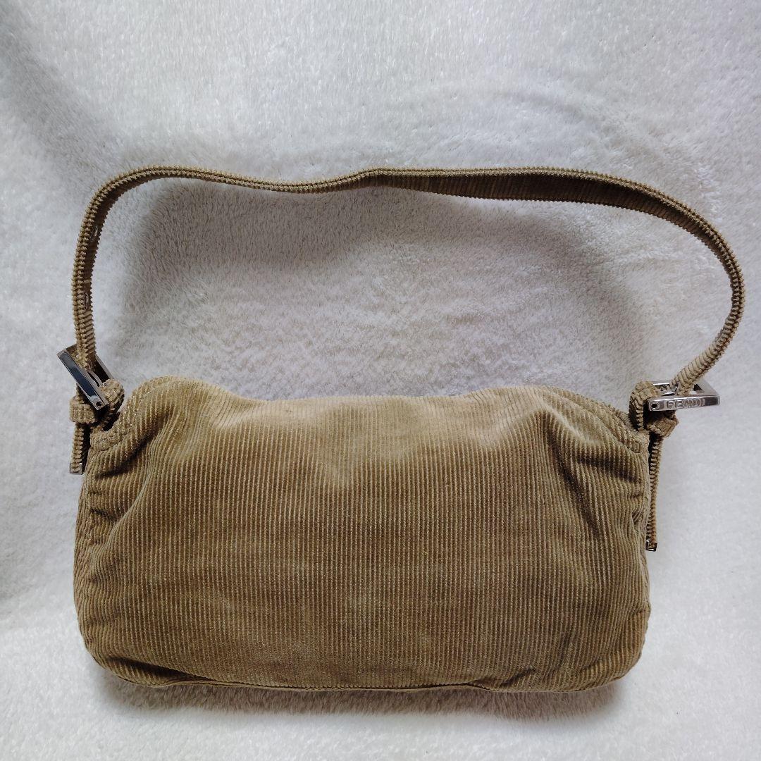 フェンディ　マンマバケット　ワンショルダーバッグ　コーデュロイ　ベージュ　訳あり