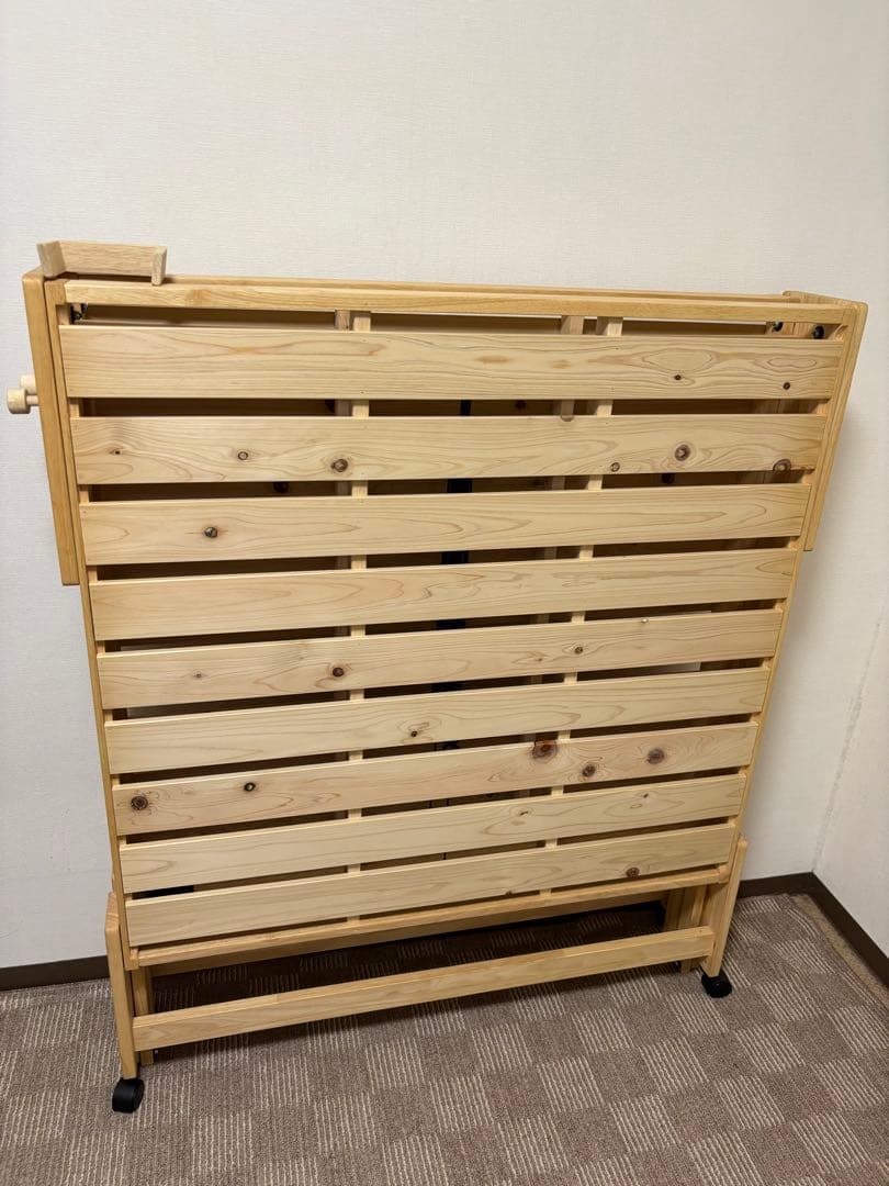 中居木工　天然木ひのき　すのこベッド ハイタイプワイドシングル　キャスター付