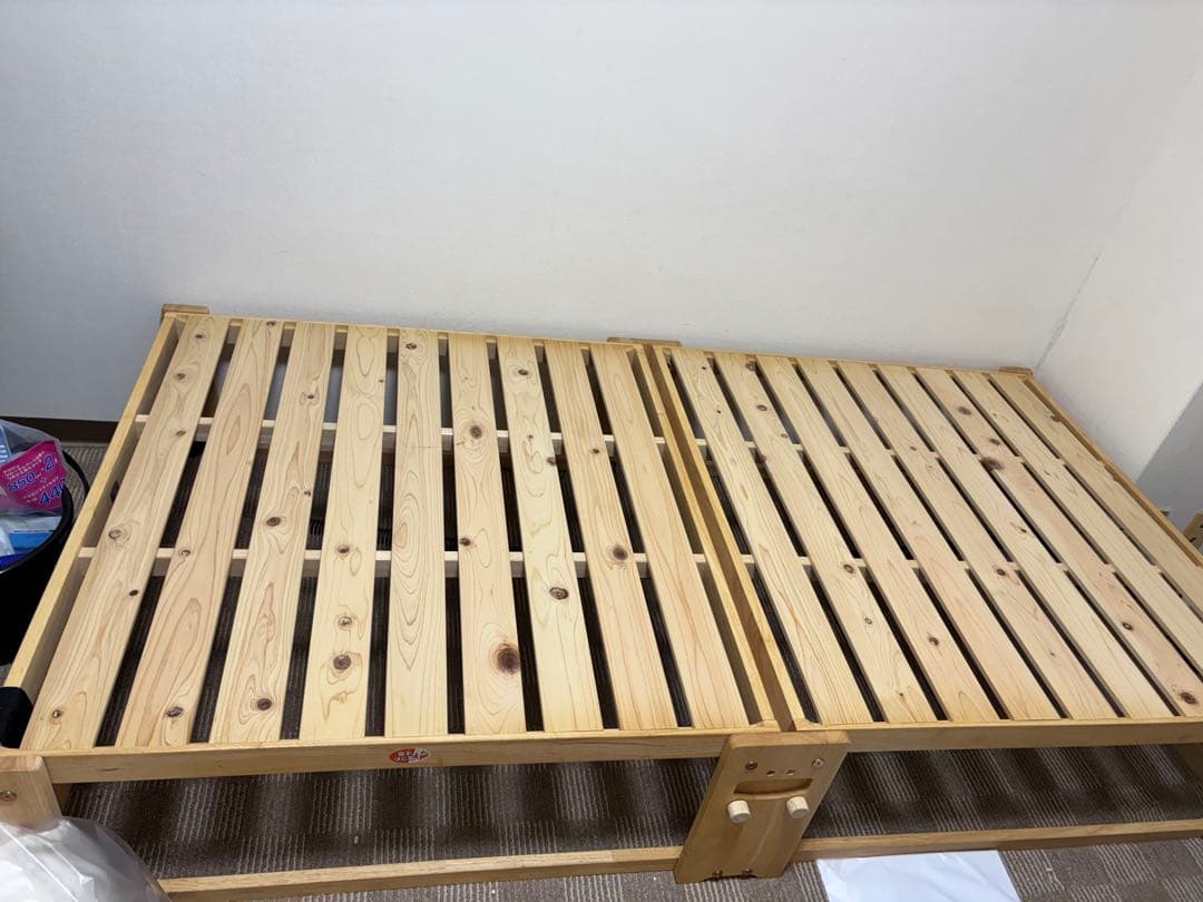 中居木工　天然木ひのき　すのこベッド ハイタイプワイドシングル　キャスター付