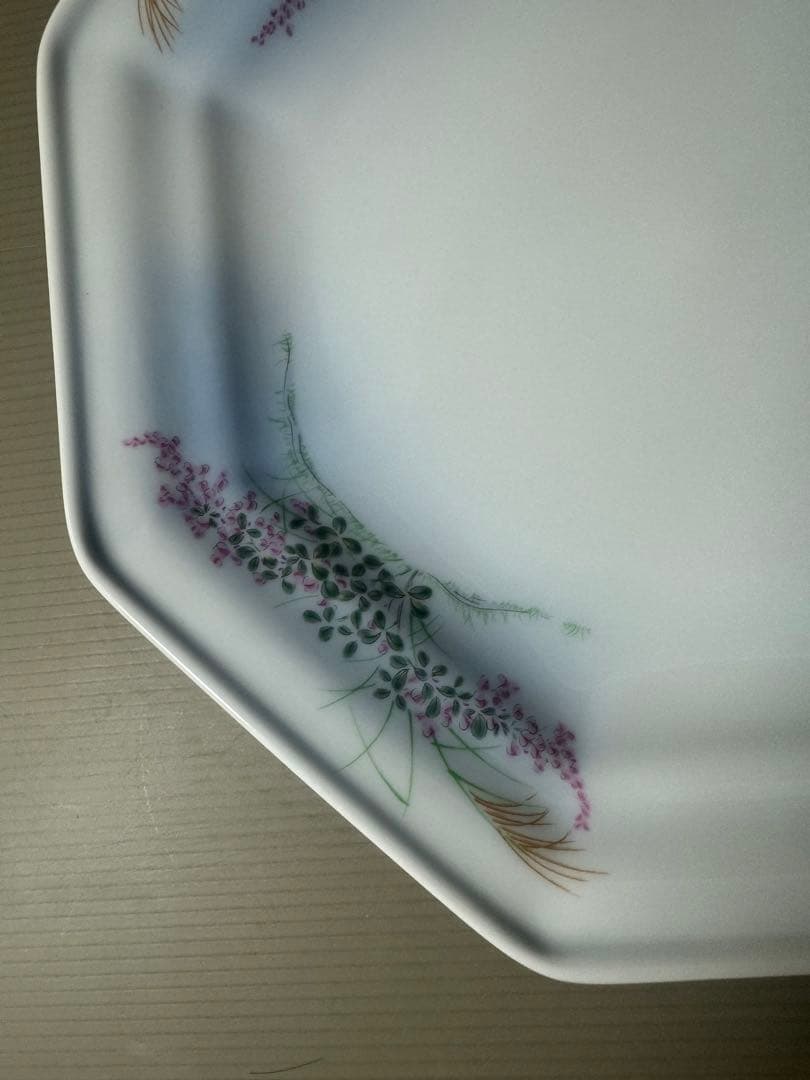 2541 深川製磁　萩花見　八角盛皿　未使用