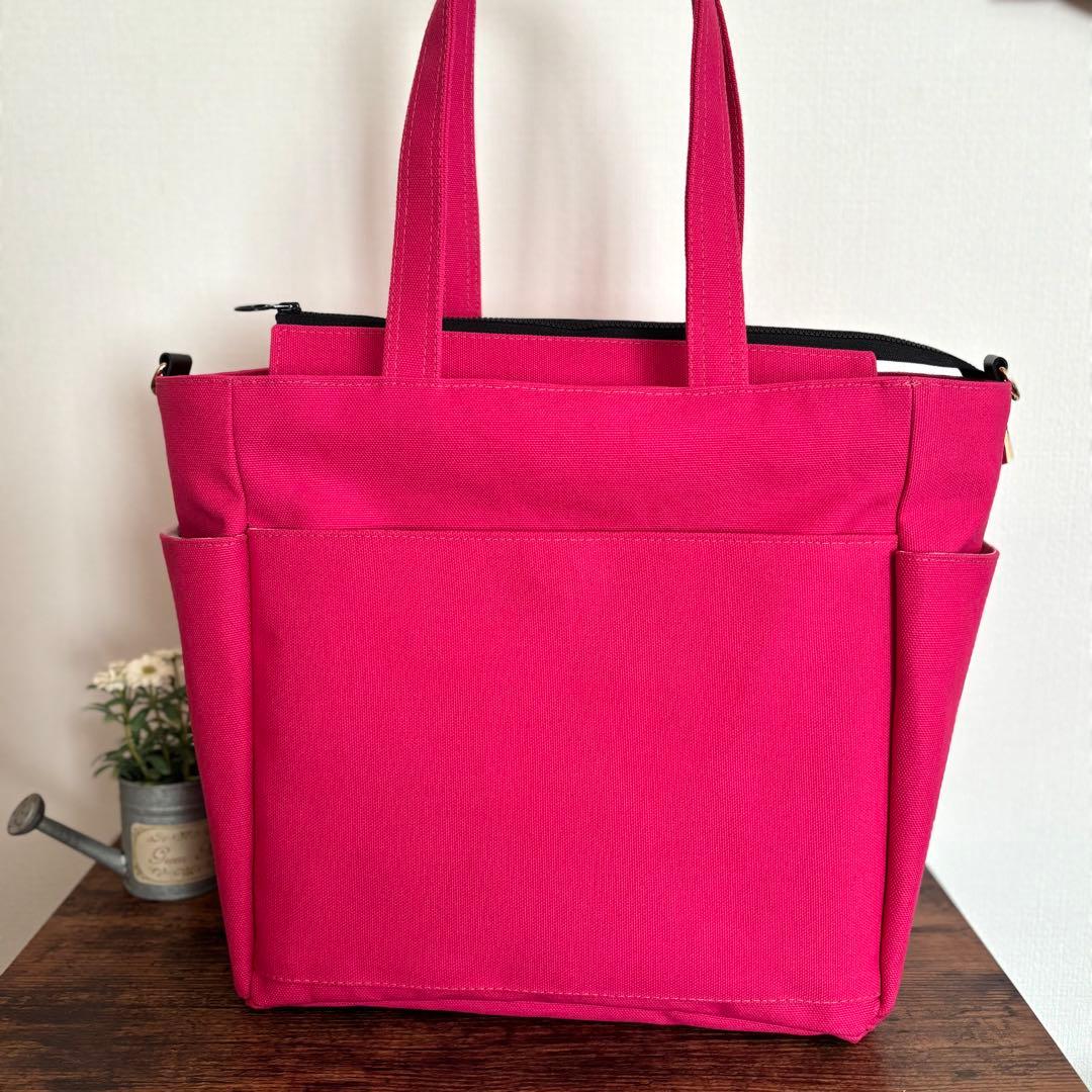 【JUNE】サイドポケット付きトートバッグL ファスナー開閉　倉敷8号帆布