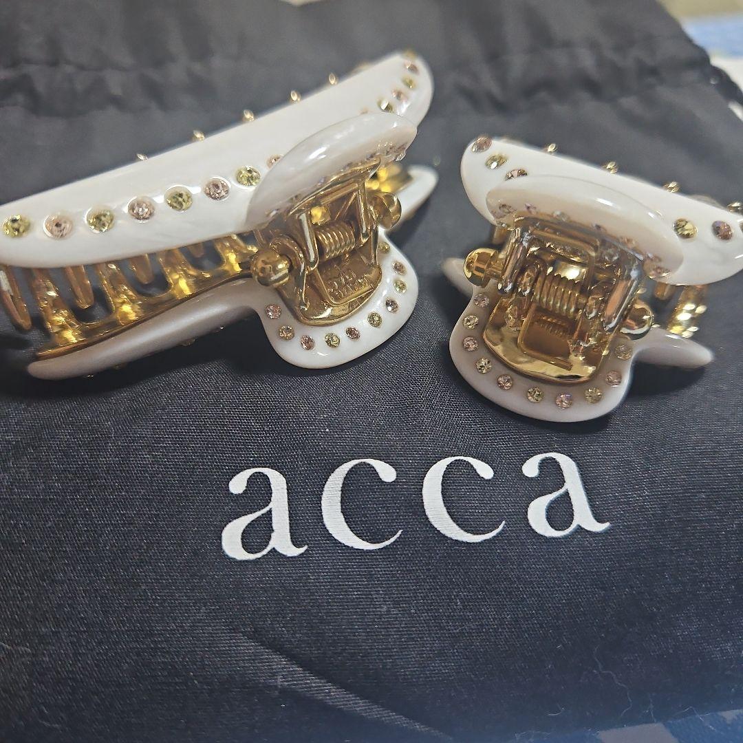 acca ホワイト ヘアクリップ(M S) 2個セット