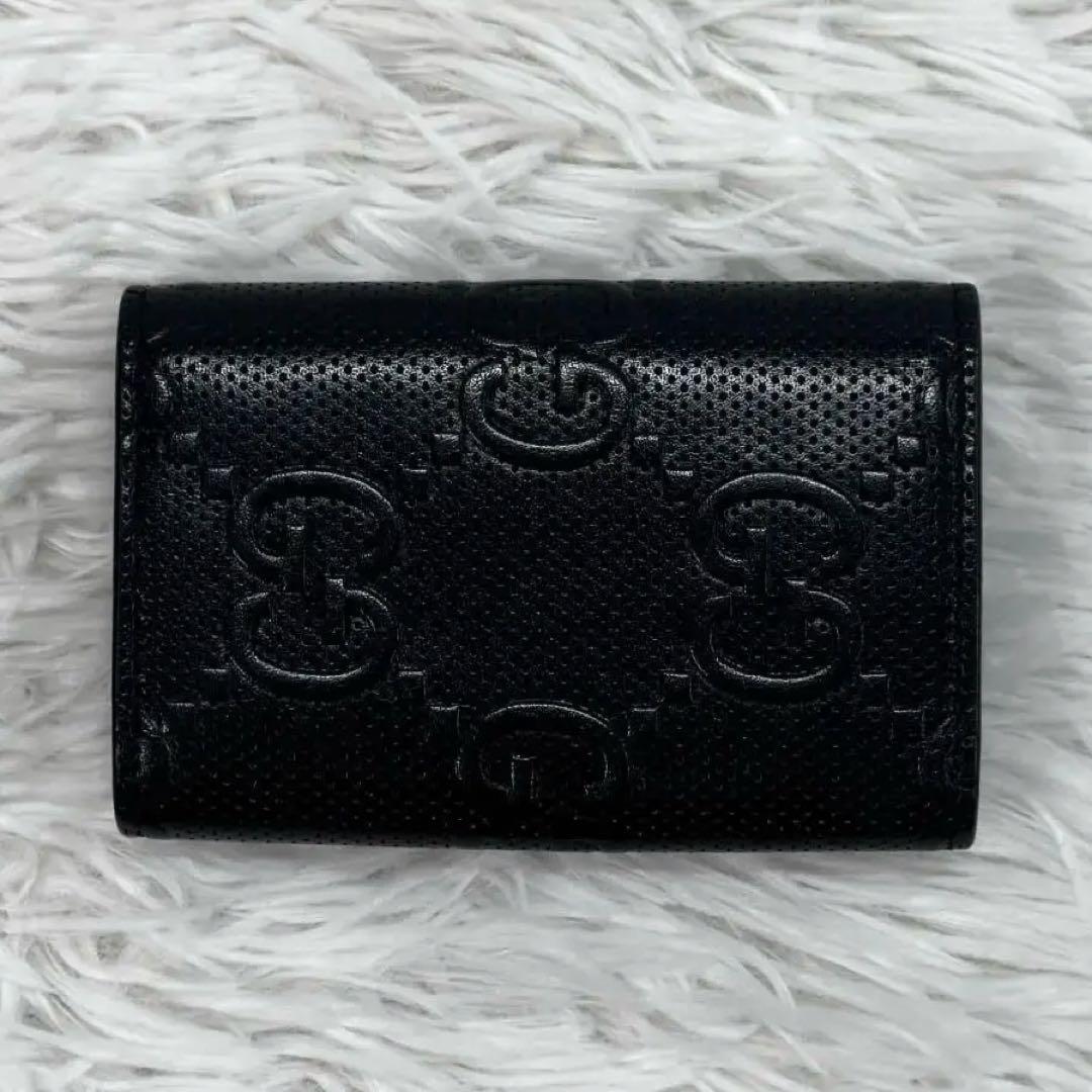 【極美品】グッチ 黒　GG エンボス　6連 キーケース GUCCI 箱付