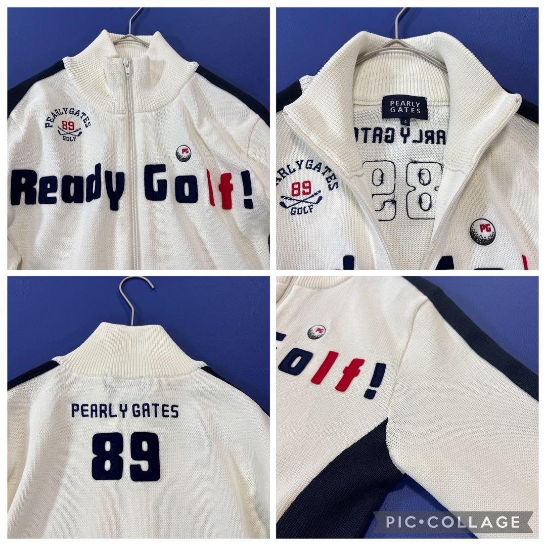 パーリーゲイツ　ドライバーズニットジャケット　ブルゾン　ホワイト　4/M