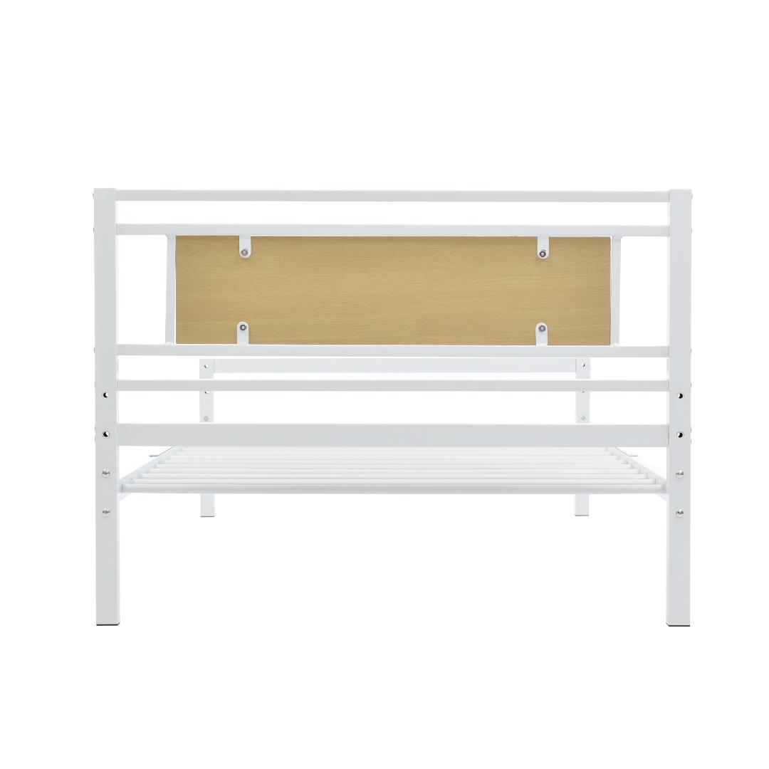 タイムセール！パイプベッド【TYPEA・一段】　高さは三段調節可能　WHITE