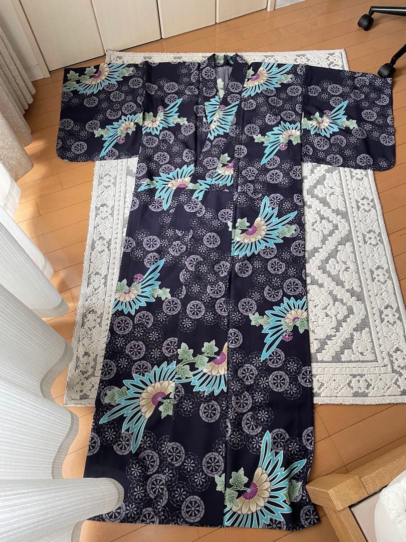 浴衣　アナスイ　ANNA SUI 花柄　歯車　オリエンタル　紫　パープル