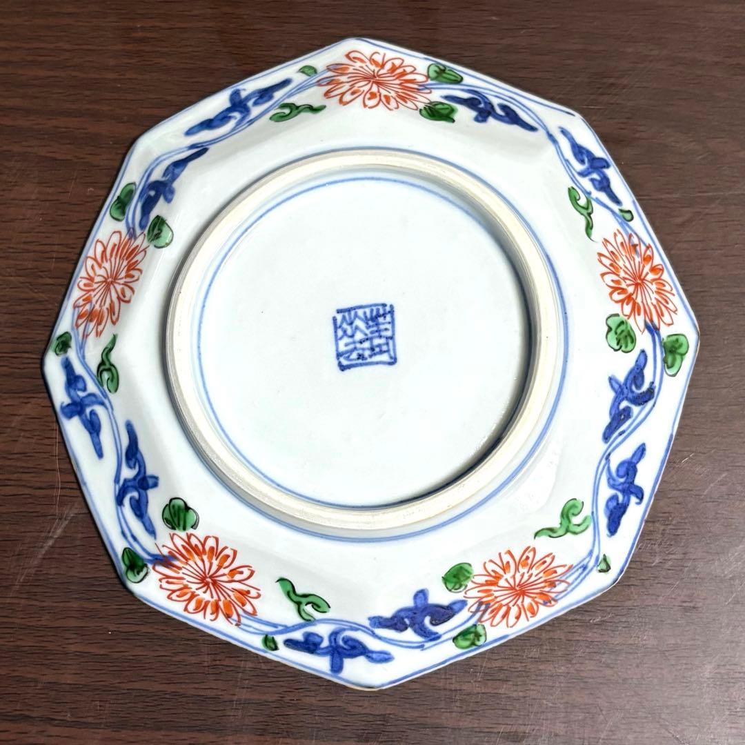 未使用保管✨九谷焼 色絵祥瑞松竹梅 4.8号 八角皿 単品✨ 須田菁華 皿 小皿