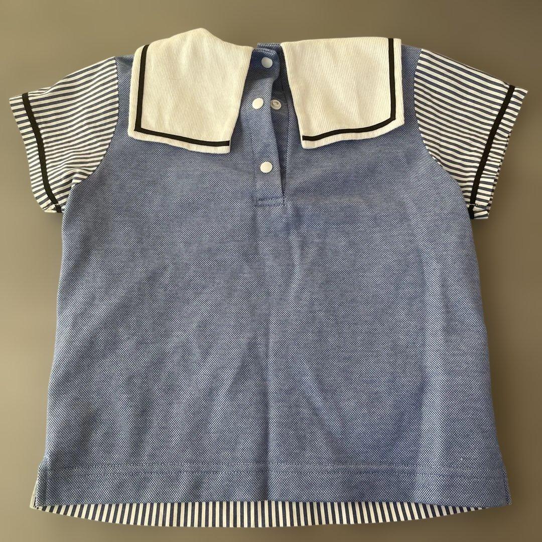 familiar ファミリア　ストライプ セーラー襟 Tシャツ 90