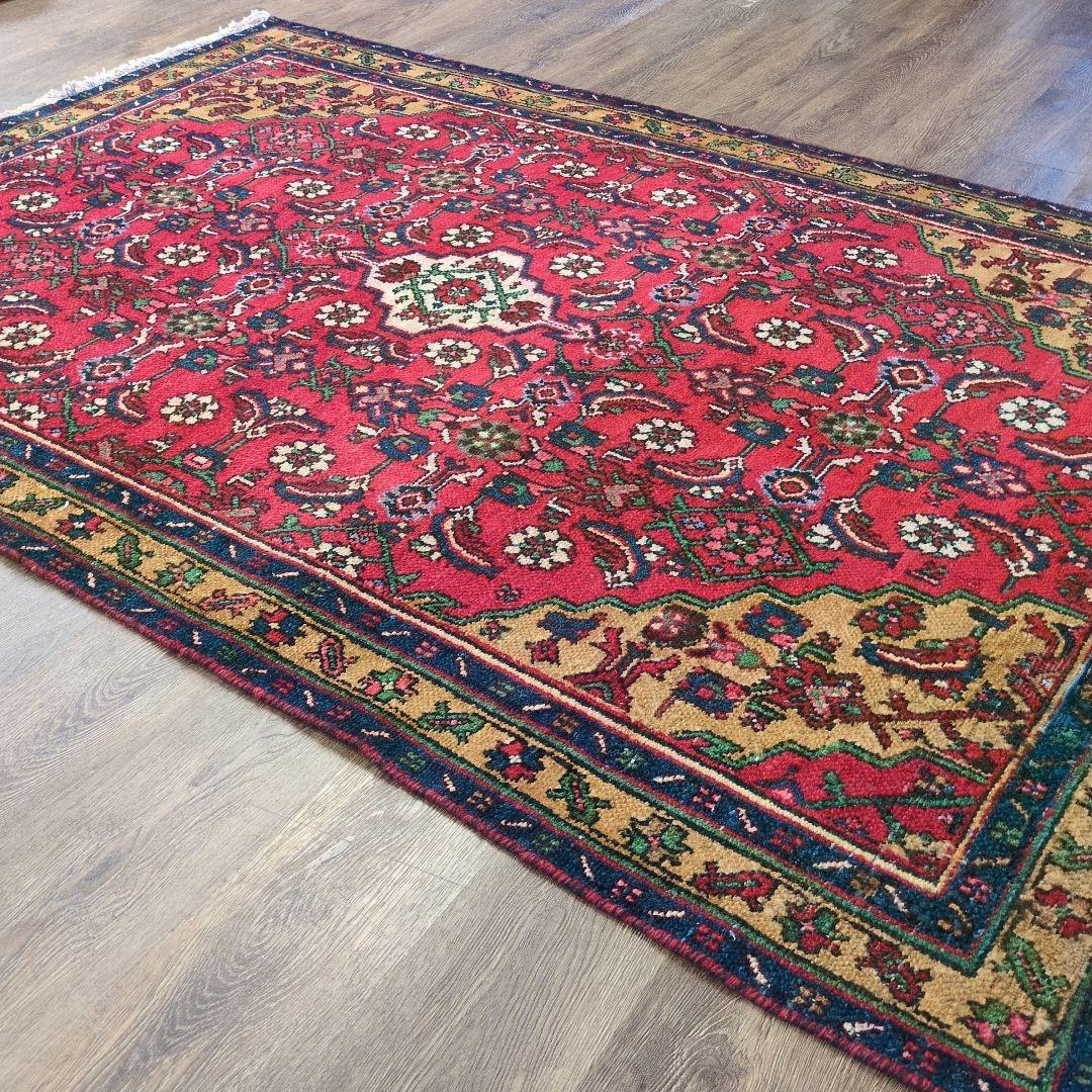 ヴィンテージラグ　ペルシャ絨毯　ハマダン　手織り絨毯　トライバルラグ