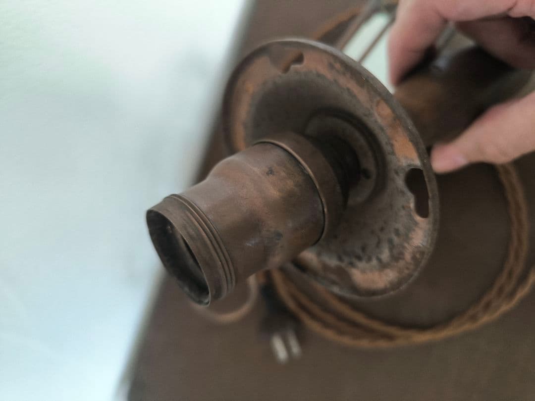 1900s インダストリアル ケージランプ ウッドハンドル ビンテージ アメリカ