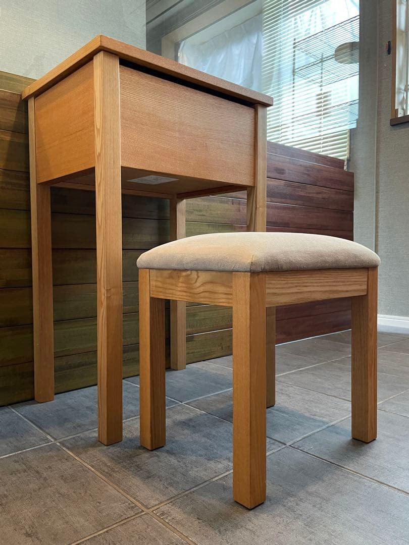 eputy■MUJI無印良品 天然木タモ材 ドレッサー＆スツール/チェア