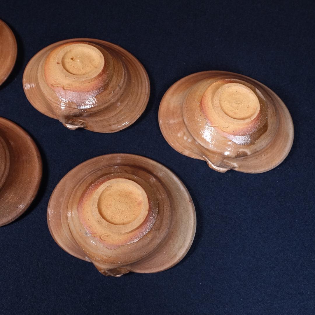 西岡小十 絵唐津蛤形 向付 5客 共箱