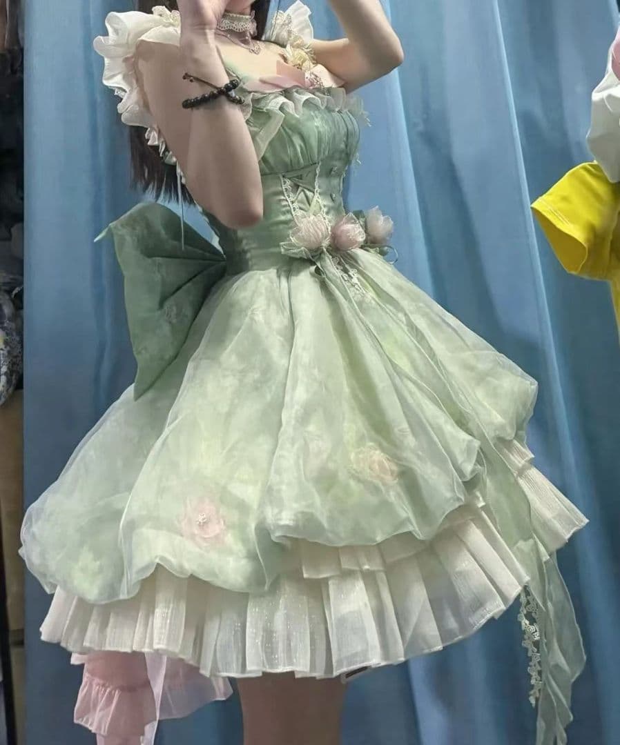 ゴスロリ・ロリータドレス お嬢様 ロリィタJSK 可愛い フリル　リボン付き