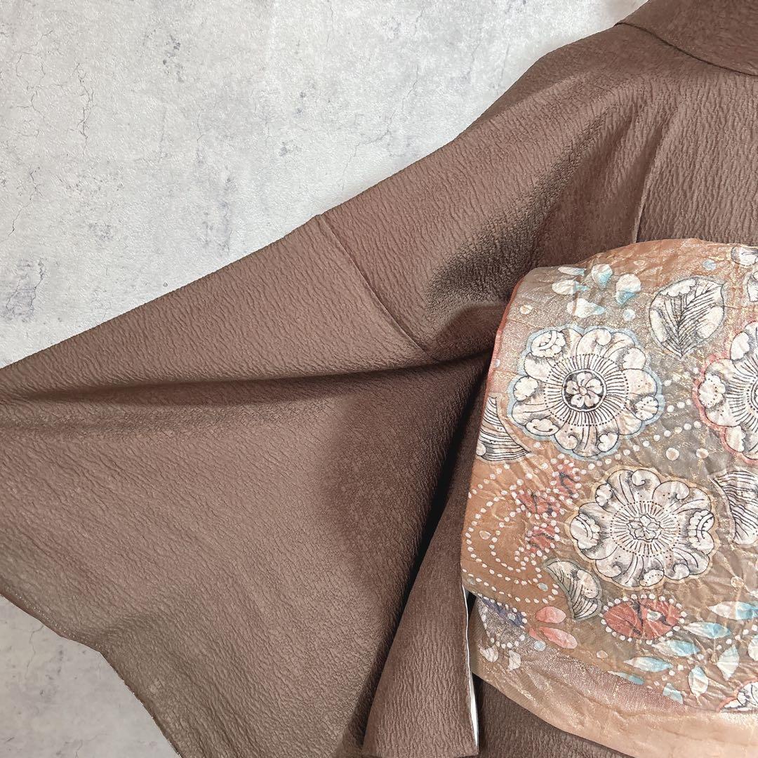 おまとめ割　訪問着フルセット　着物　正絹　辻ヶ花　ベージュ　ブラウン　大人可愛い