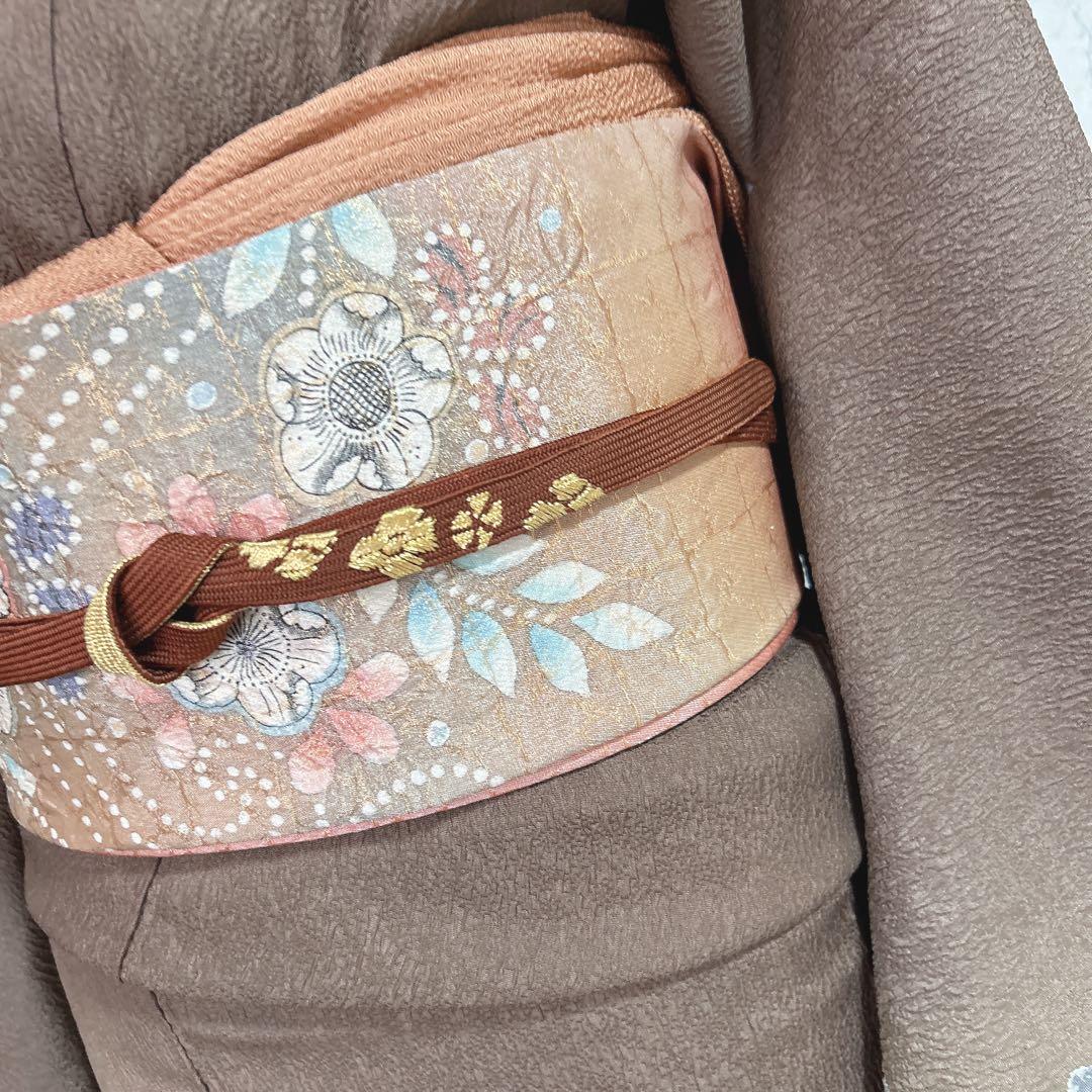 おまとめ割　訪問着フルセット　着物　正絹　辻ヶ花　ベージュ　ブラウン　大人可愛い