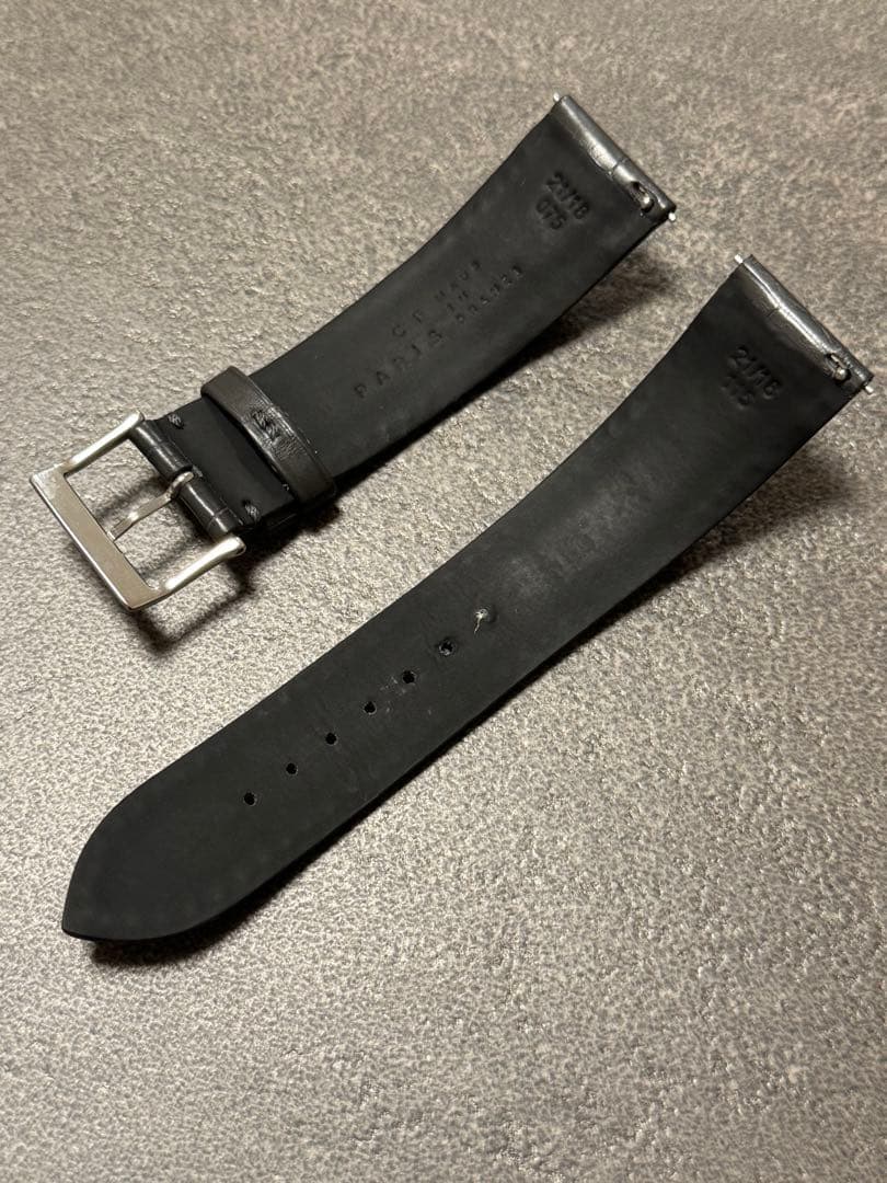 カミーユフォルネ 21mm 時計ベルト アリゲーターマット竹斑 グレー