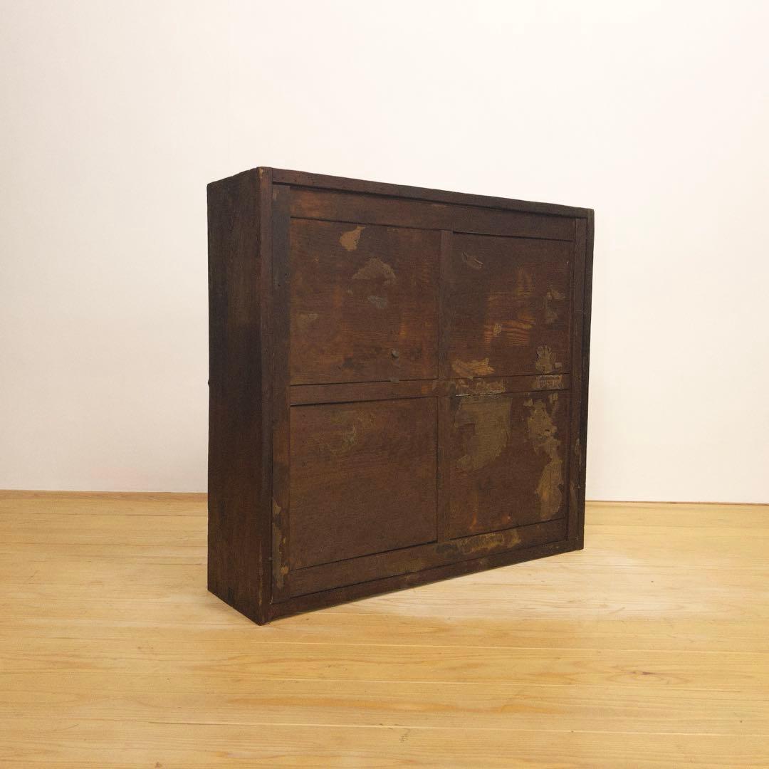 ガラス棚　開戸　木製　収納棚　古道具　古家具　和家具　ビンテージ　アンティーク