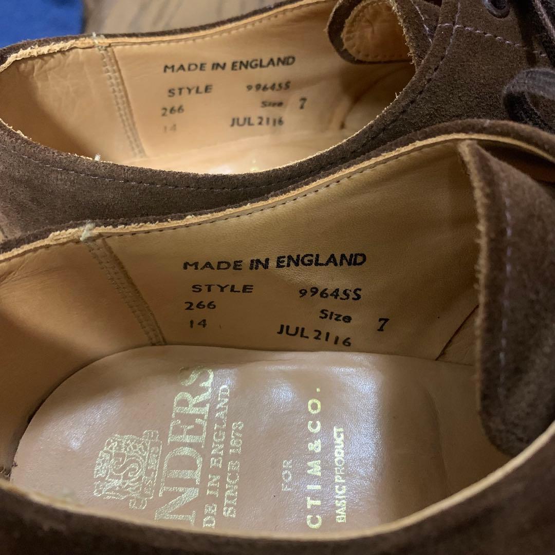 箱付き SANDERS サンダース スエード ドレスシューズ UK7