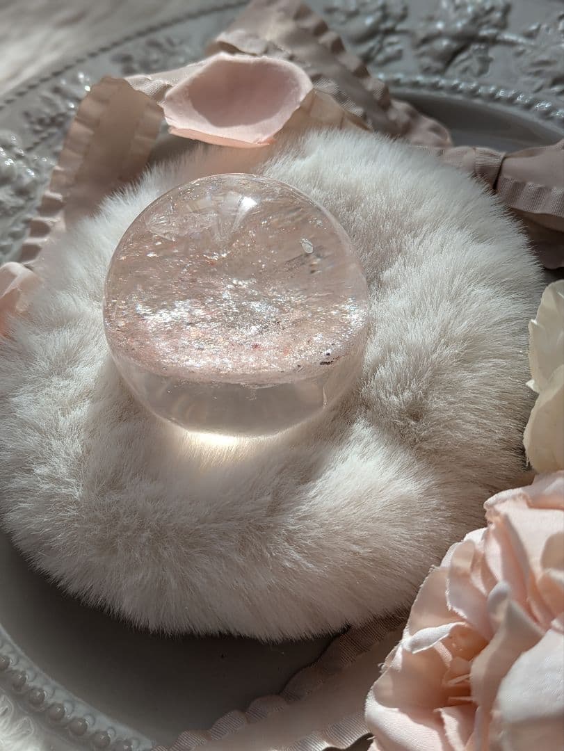 ♡ピンクアゼツライト（通称） ピンククリアクォーツ　スフィア　堆積層　ガーデン♡