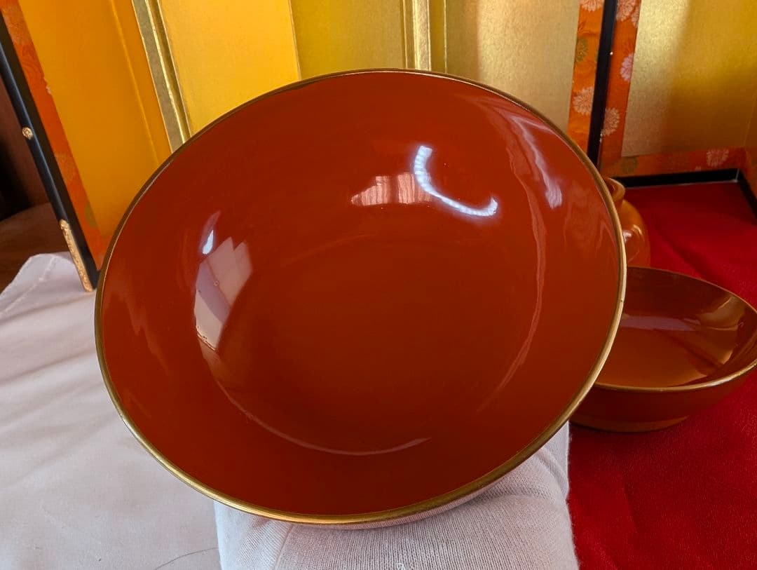 明治時代 輪島塗 金蒔絵 蓋付椀 波千鳥 2客 木製 汁椀 吸物椀 雑煮椀