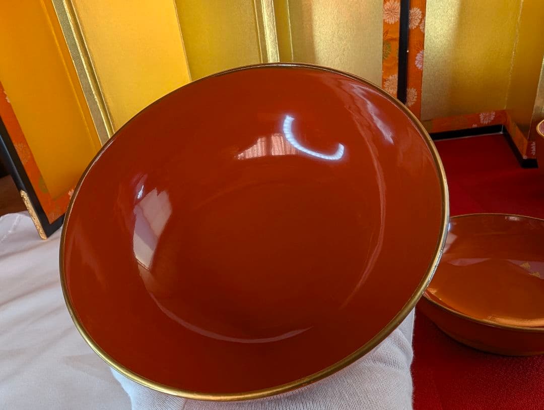 明治時代 輪島塗 金蒔絵 蓋付椀 波千鳥 2客 木製 汁椀 吸物椀 雑煮椀