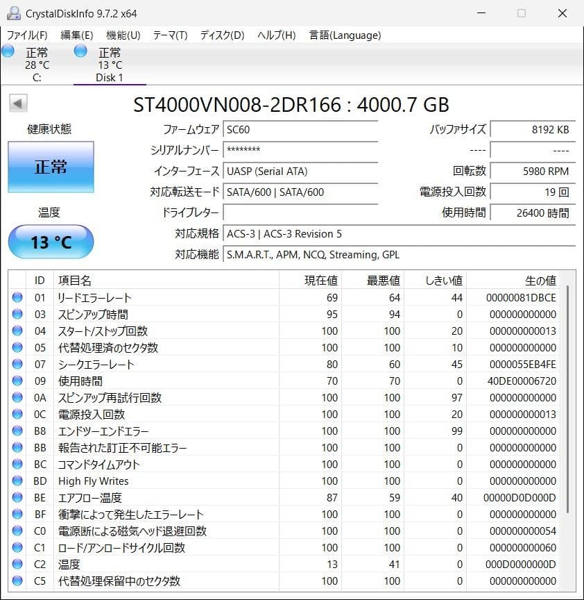 DIGA換装用3.5インチHDD4TB IronWolf ST4000VN008