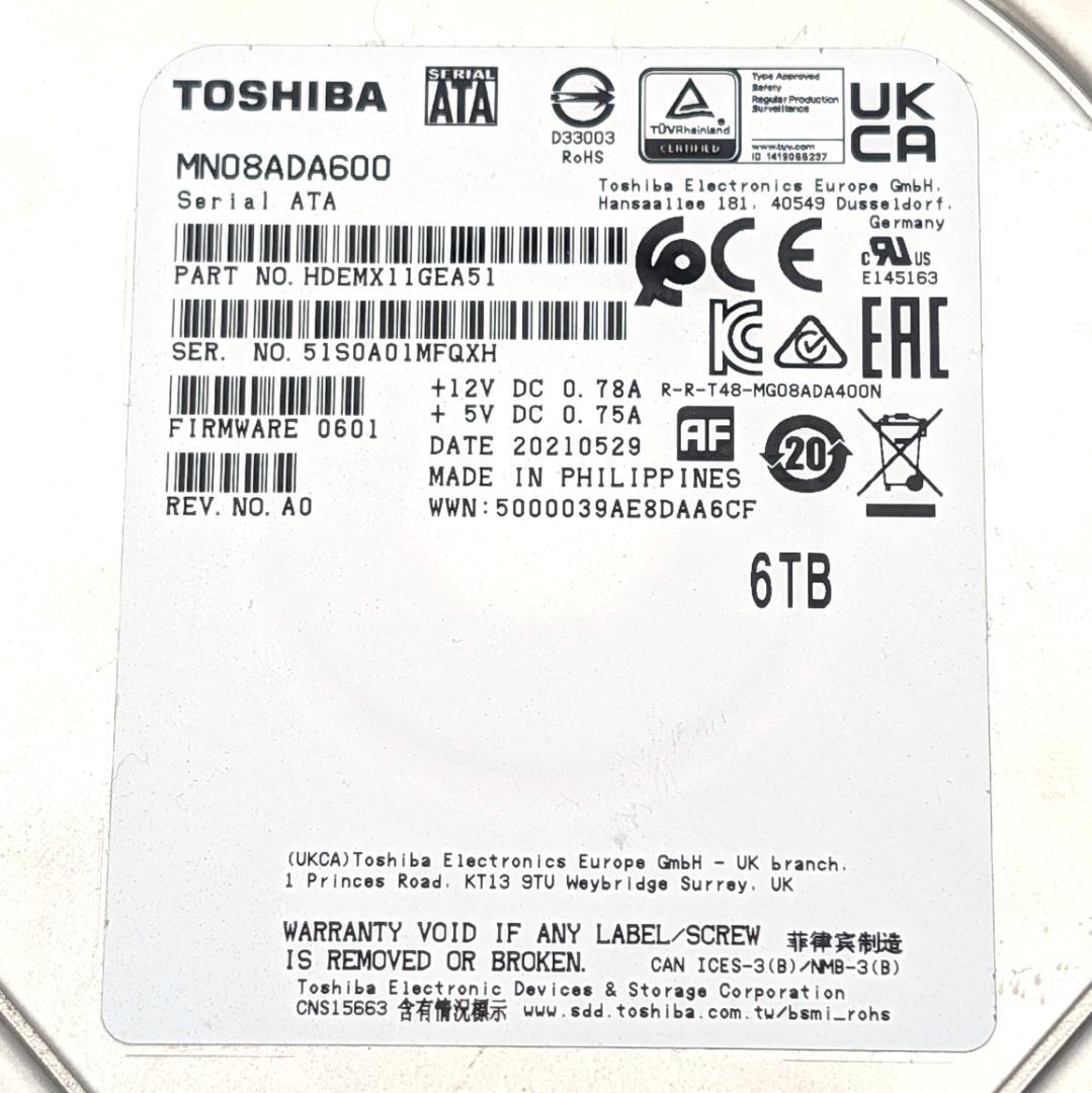 TOSHIBA MN08ADA600 NAS向けHDD 6TB