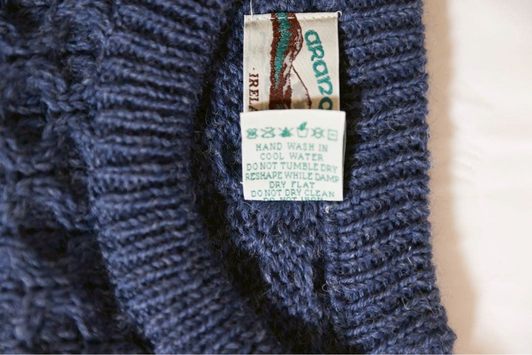 アイルランド製 アランクラフト フィッシャーマンニット L ブルーグレー