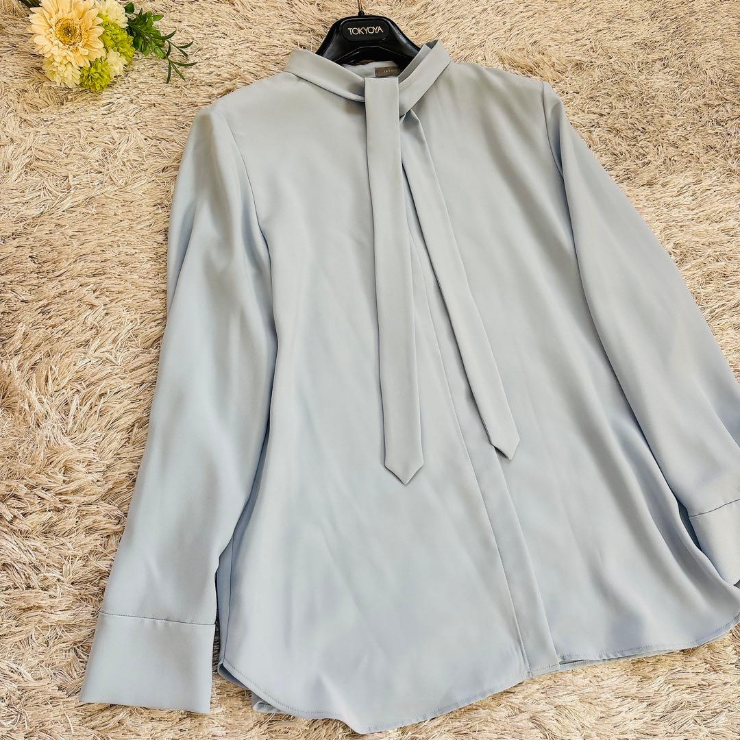 theory luxe 23SS 2Way ボウタイブラウス Jensブルー40