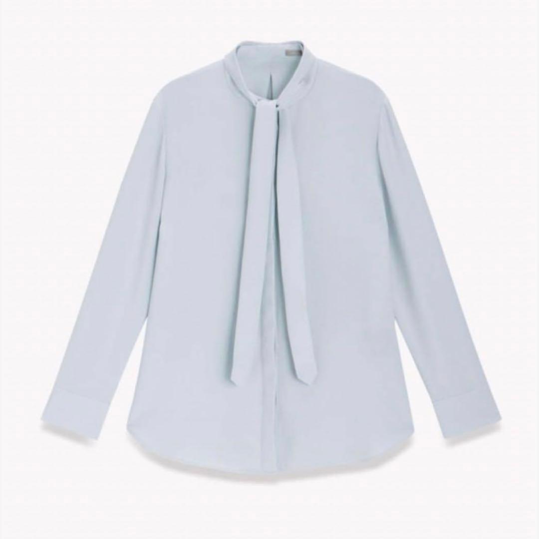 theory luxe 23SS 2Way ボウタイブラウス Jensブルー40