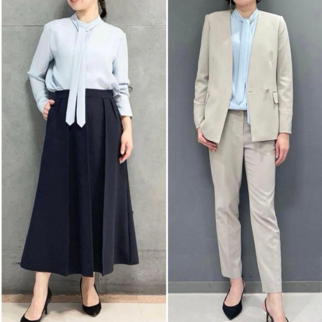 theory luxe 23SS 2Way ボウタイブラウス Jensブルー40