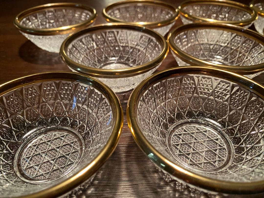 珍味入れ　金付切子柄珍味入れ5客珍味入れ