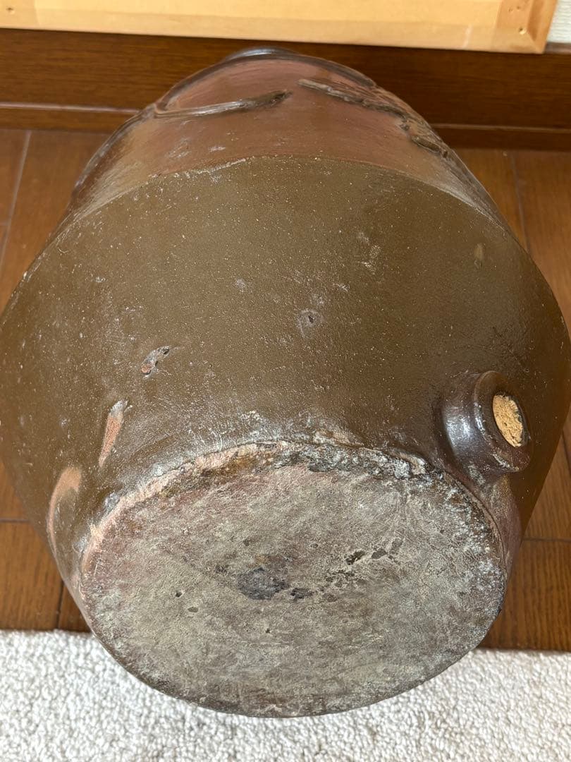 花入り 　古い甕　酢甕　　　骨董品　花瓶