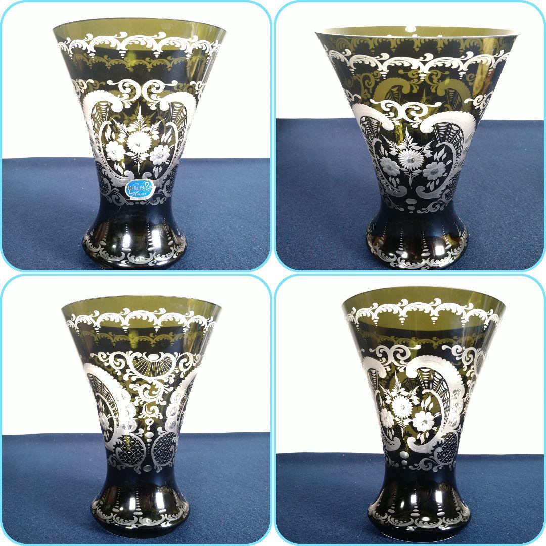 A898 ボヘミアガラス花瓶 箱入