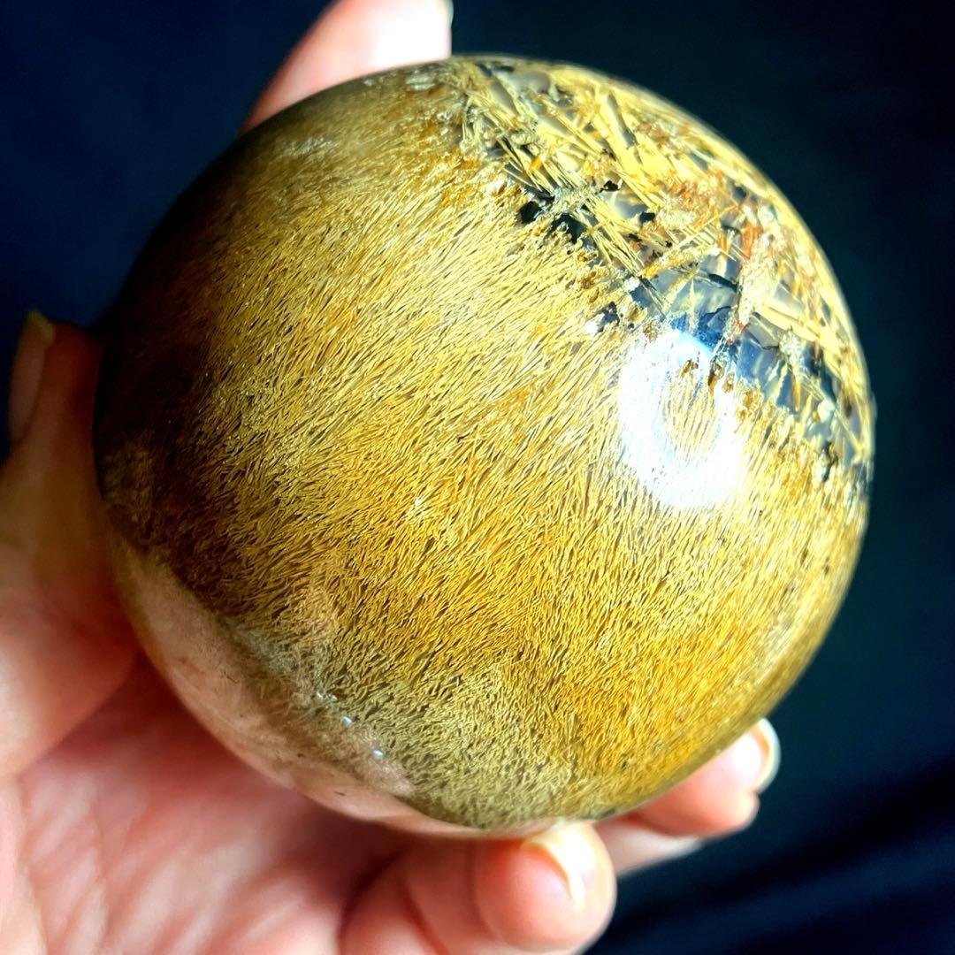 超大玉　64mm ゴールドルチルクォーツ　金針水晶　パワーストーン