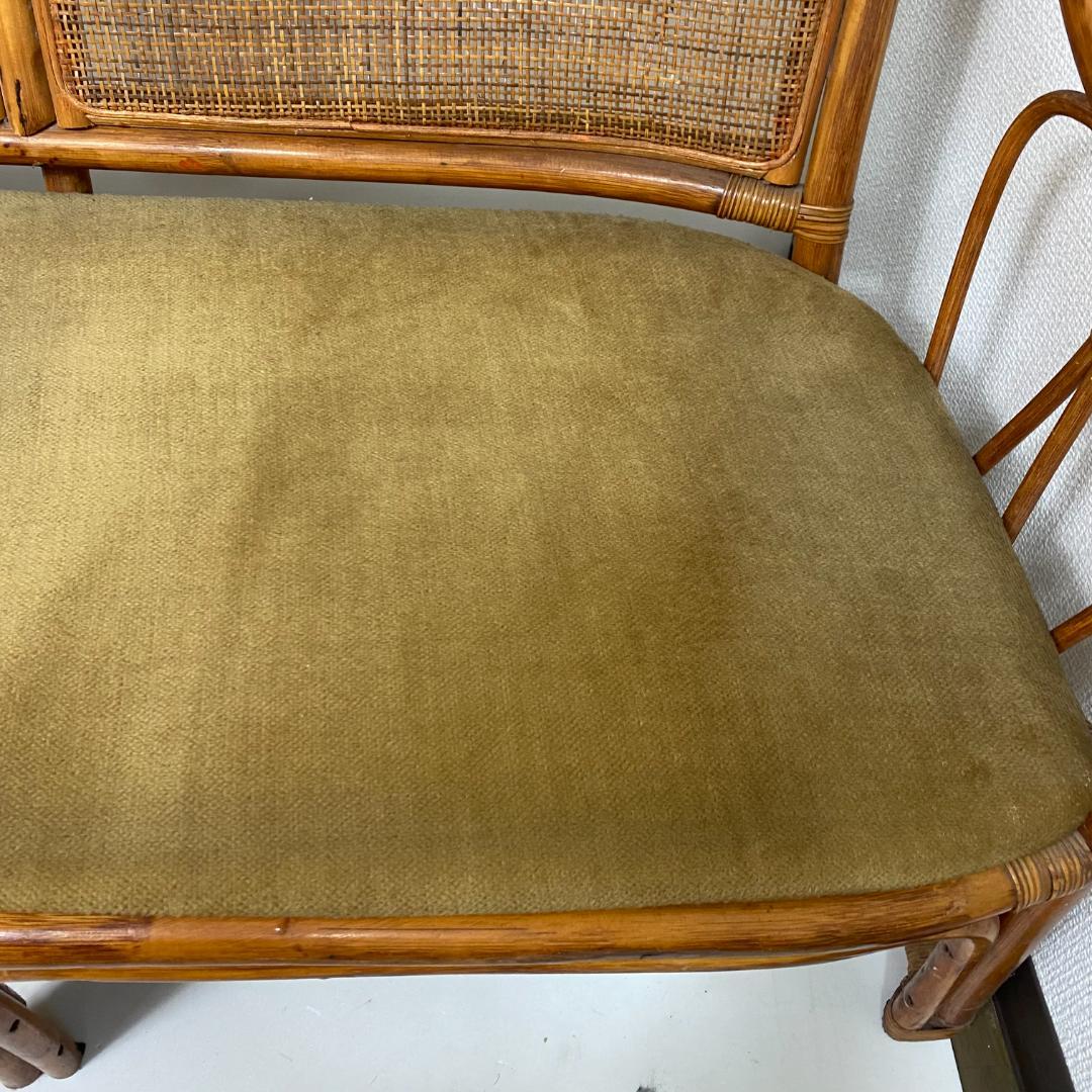 ★ラタン調 二人掛け椅子 レトロ 昭和 アンティーク ヴィンテージ 家具