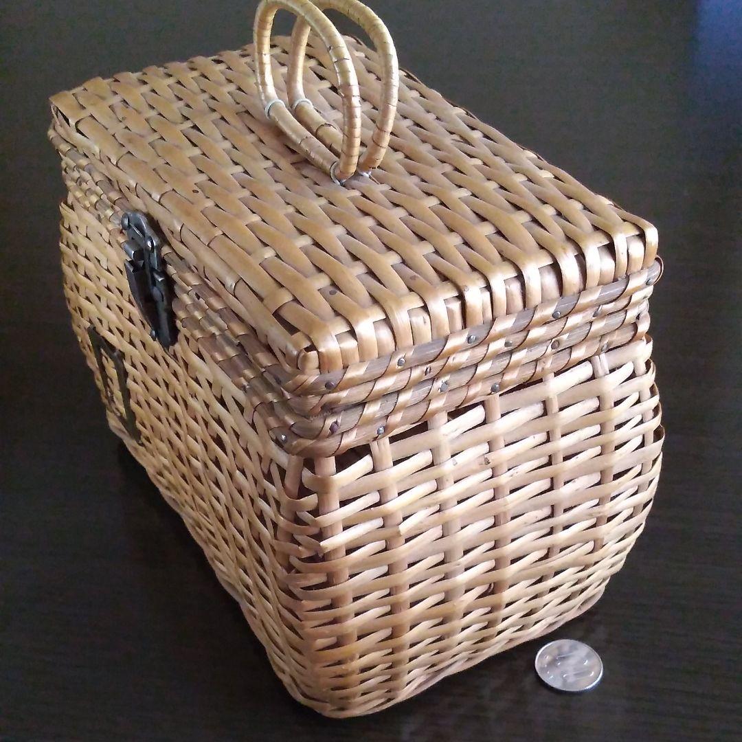 60年前の宝物天然竹細工ミニバスケット　手提げ小物入れ