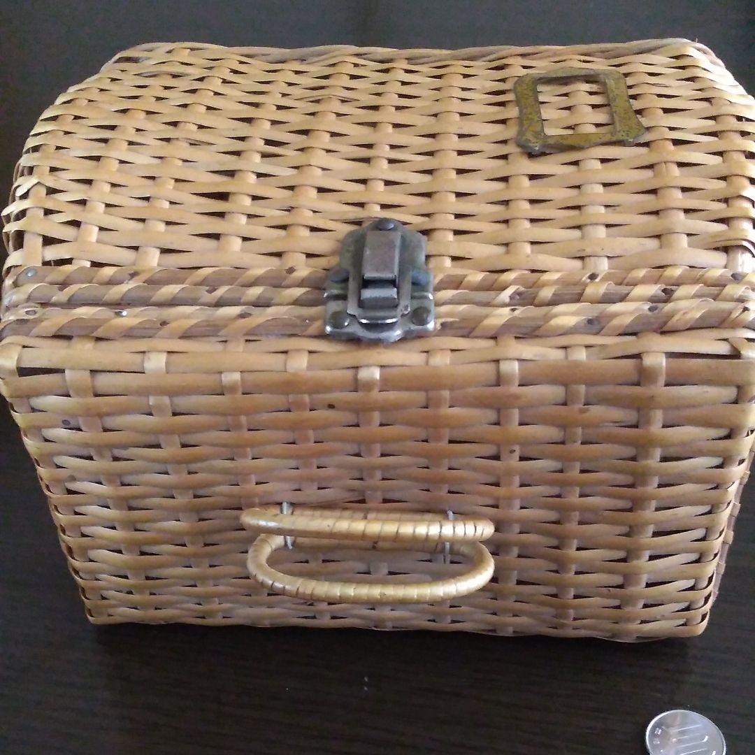 60年前の宝物天然竹細工ミニバスケット　手提げ小物入れ