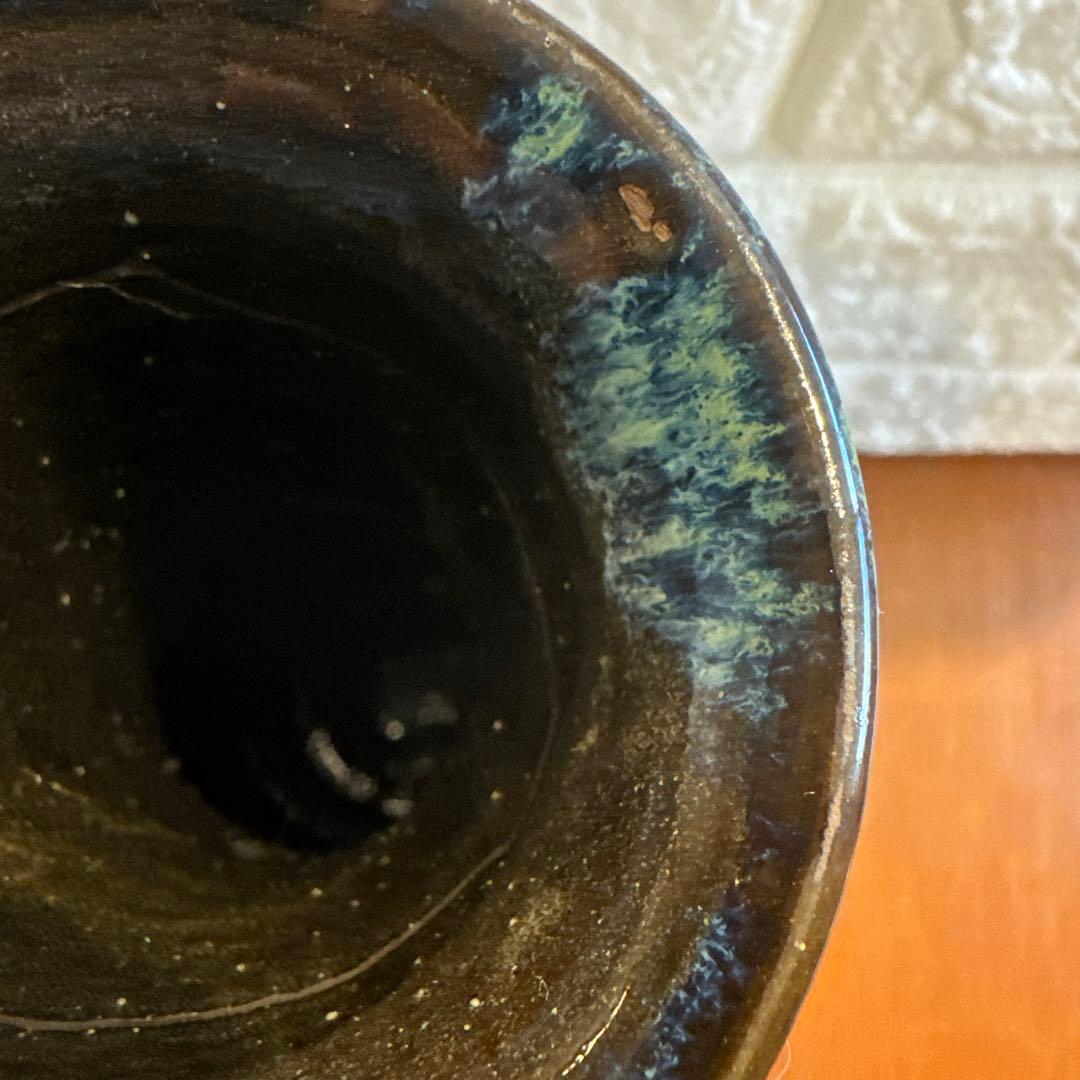 【壺屋焼】故.小橋川永弘.緑釉唐草壺.大