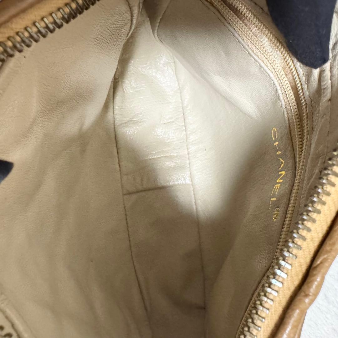 CHANEL シャネル チェーンショルダーバッグ ラムスキン フリンジ ベージュ