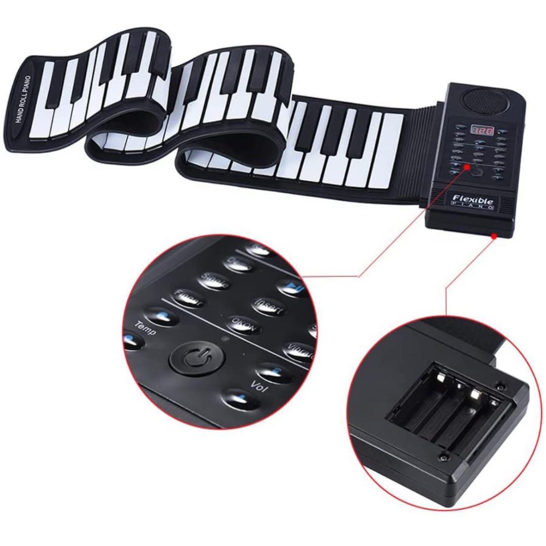 61キーロールアップピアノ電子MIDIキーボード内蔵ラウドスピーカー付ポータブル