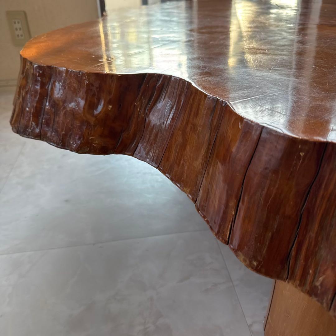 青森ビバ　輪切り　一枚板テーブル　1250✖️1150mm 自然形状　加工品