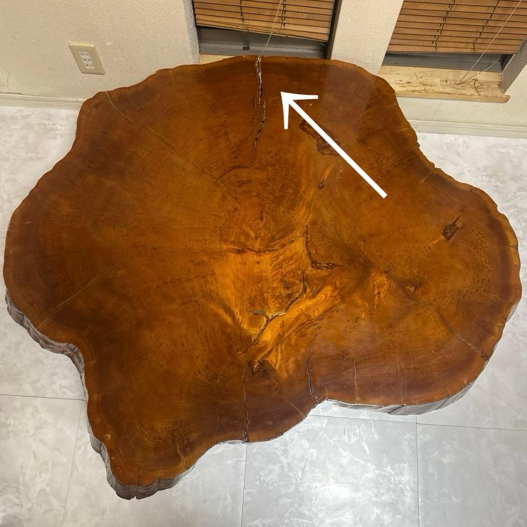 青森ビバ　輪切り　一枚板テーブル　1250✖️1150mm 自然形状　加工品