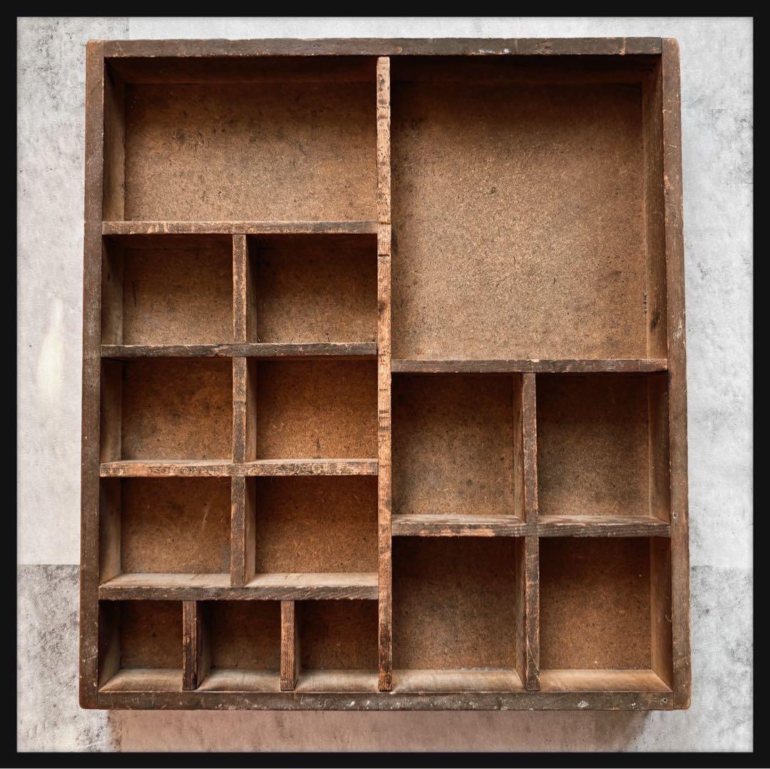 オールドヴィンテージ　 木製プリンタートレイ 飾り棚