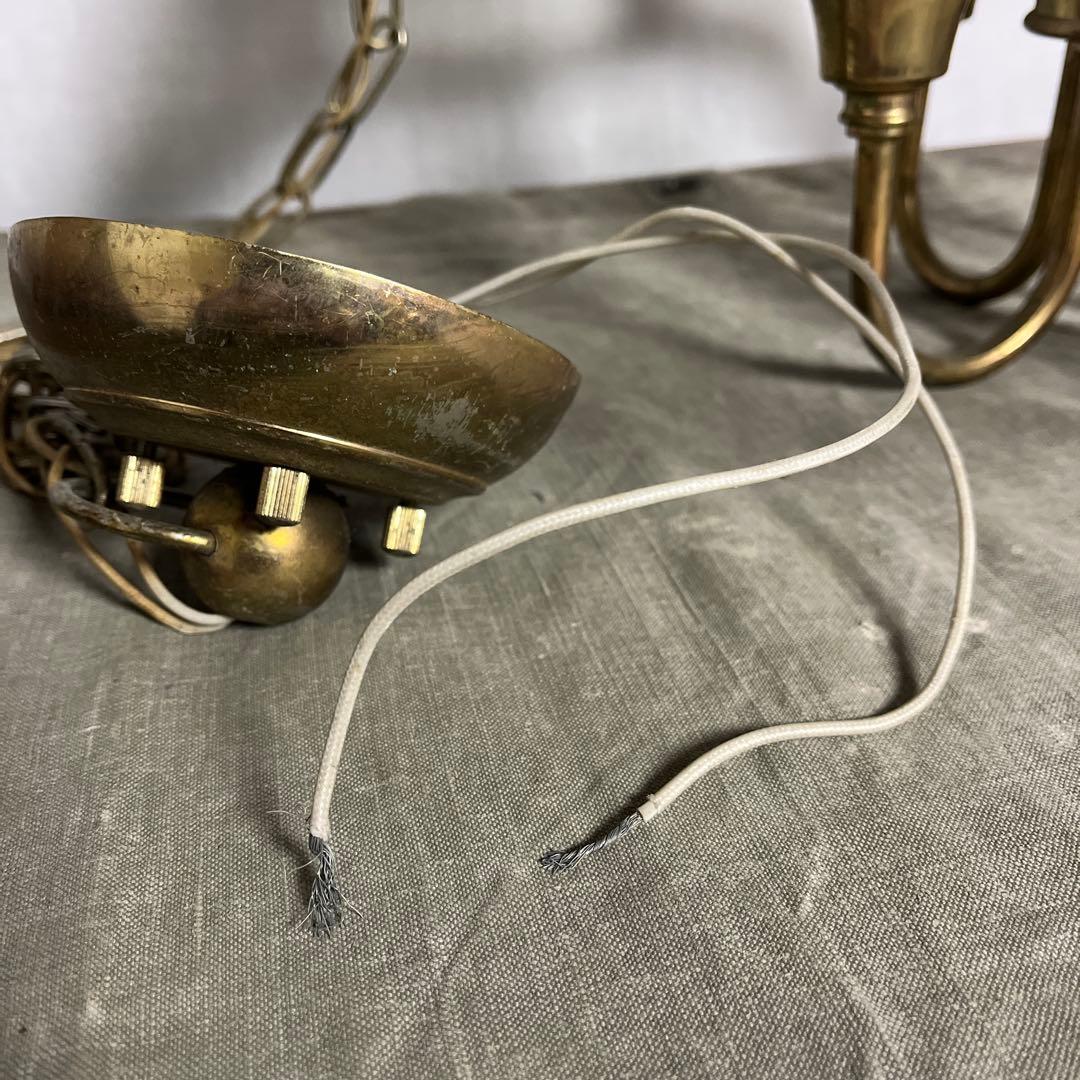 ビンテージ◾️4灯 天井照明 ゴールドフレーム ペンダントライト シャンデリア A